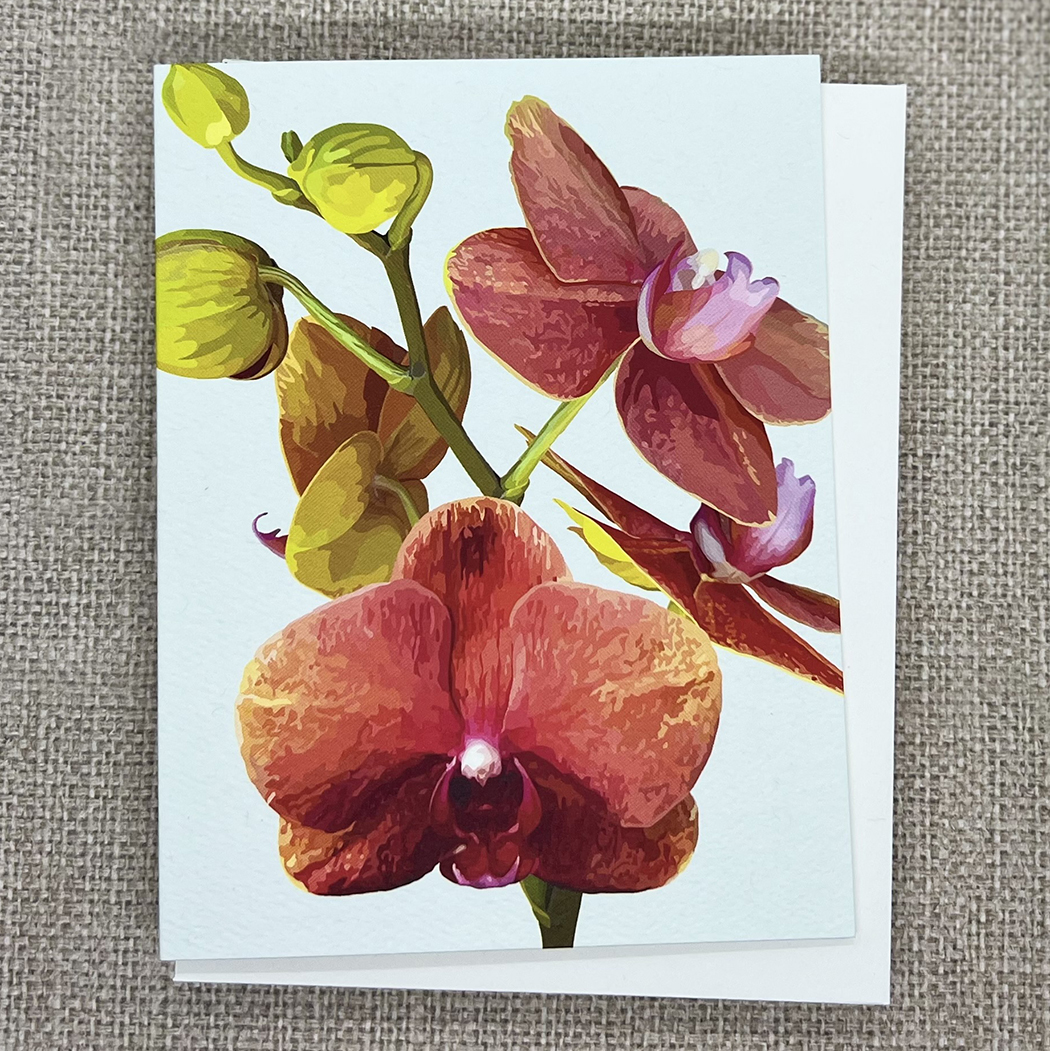 Orchid and Buds on Blue - Image 2