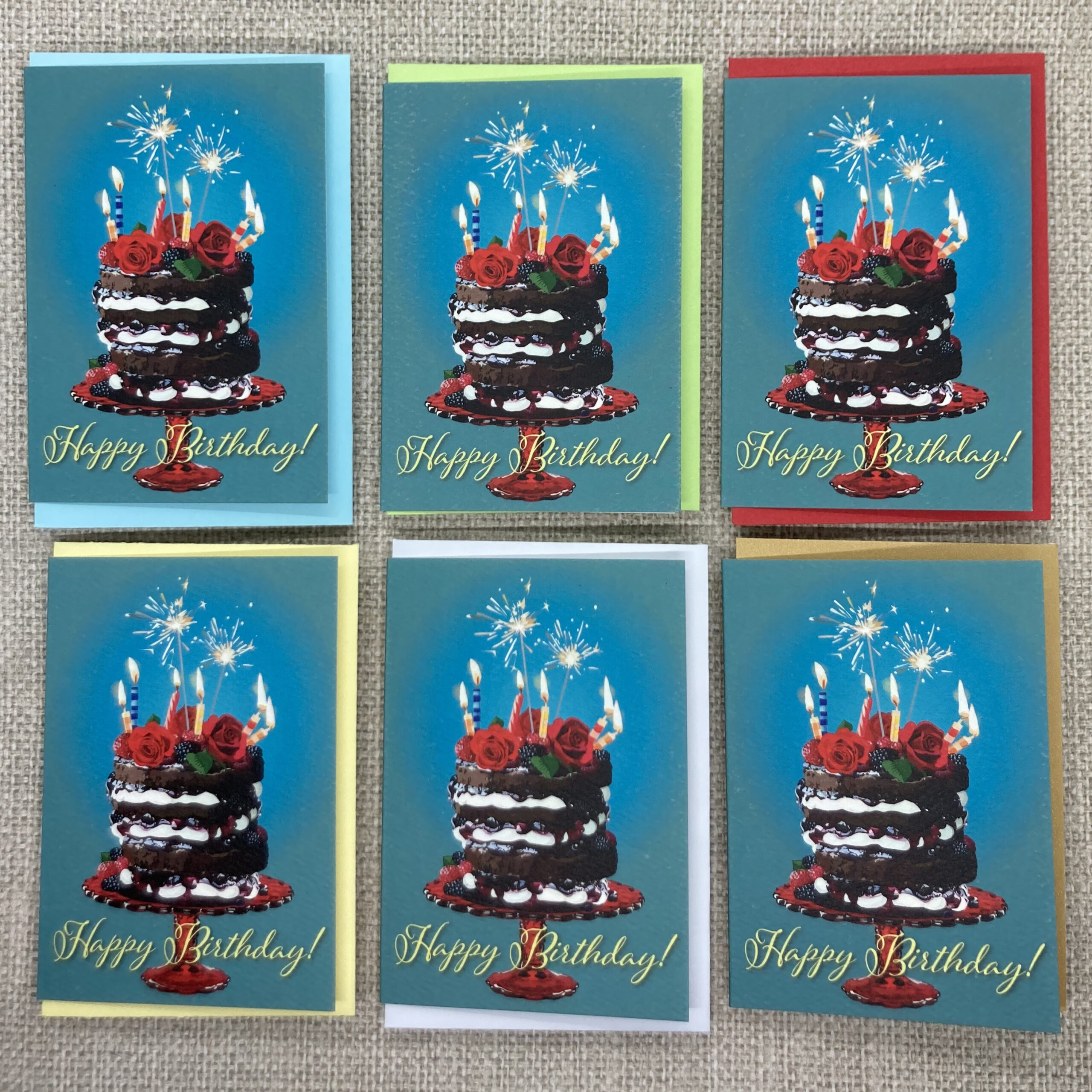 Happy Birthday Cake - Set of Six