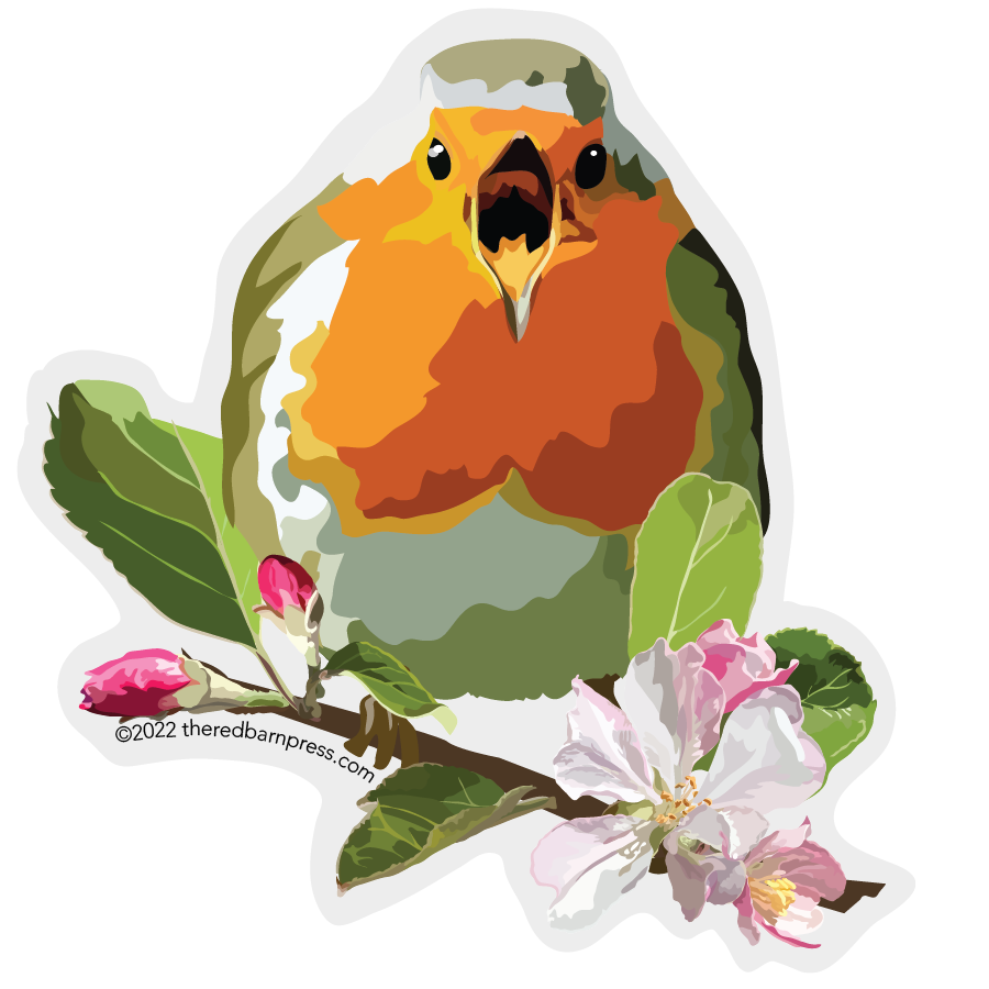 Singing Bird with Apple Blossoms