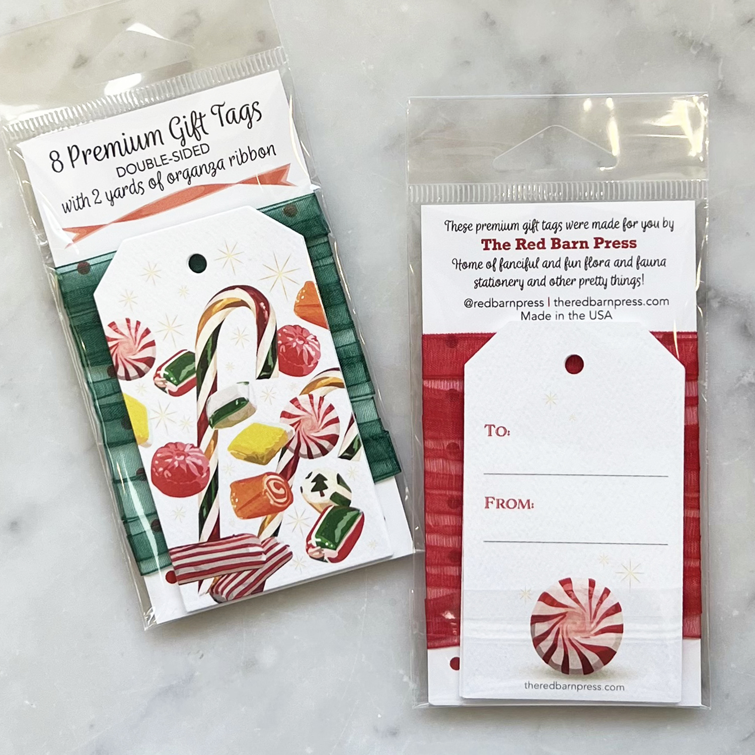 Package of 8 Christmas Gift Tags with Candy - Image 2