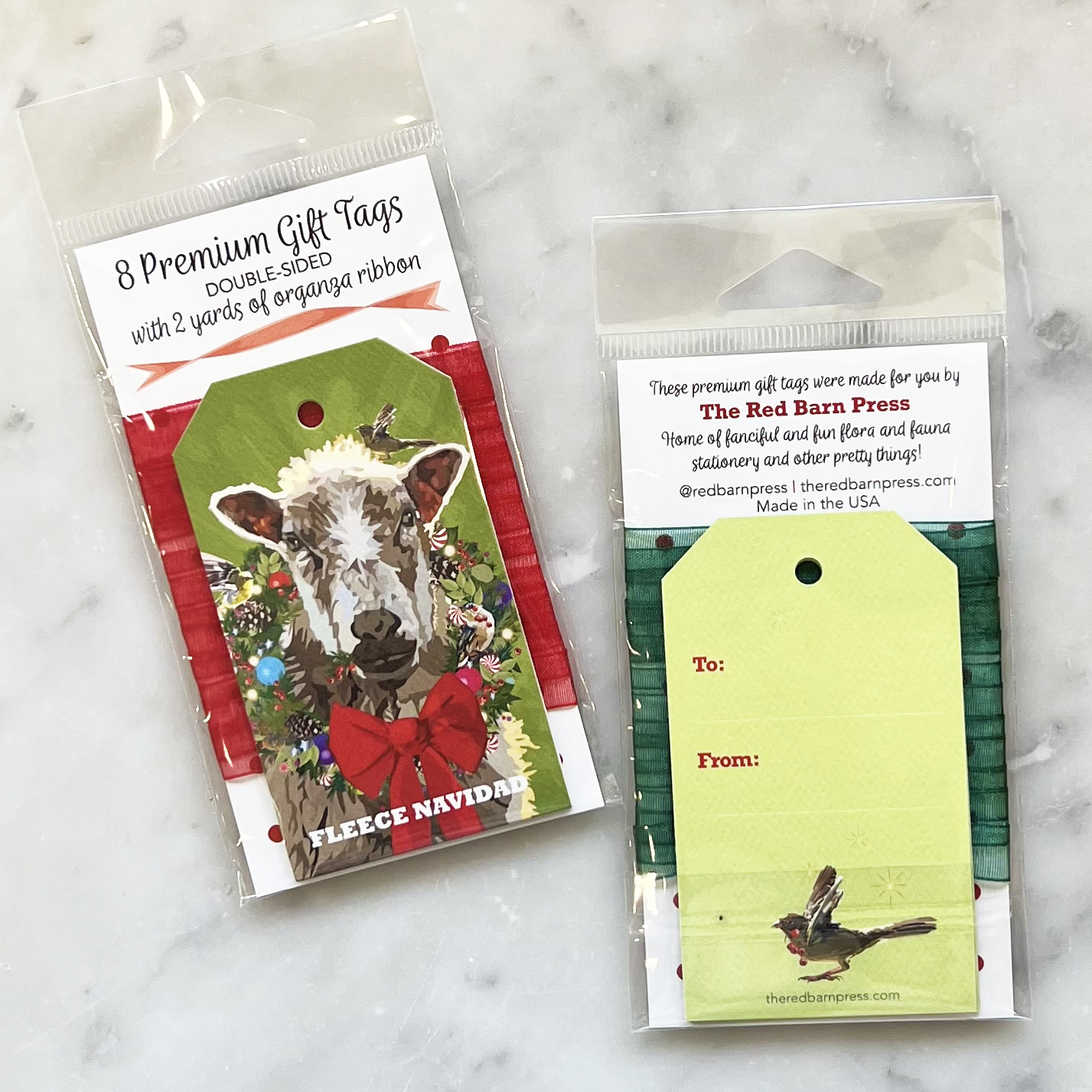 Package of 8 Christmas Gift Tags with a Funny Fleecy Sheep - Image 2