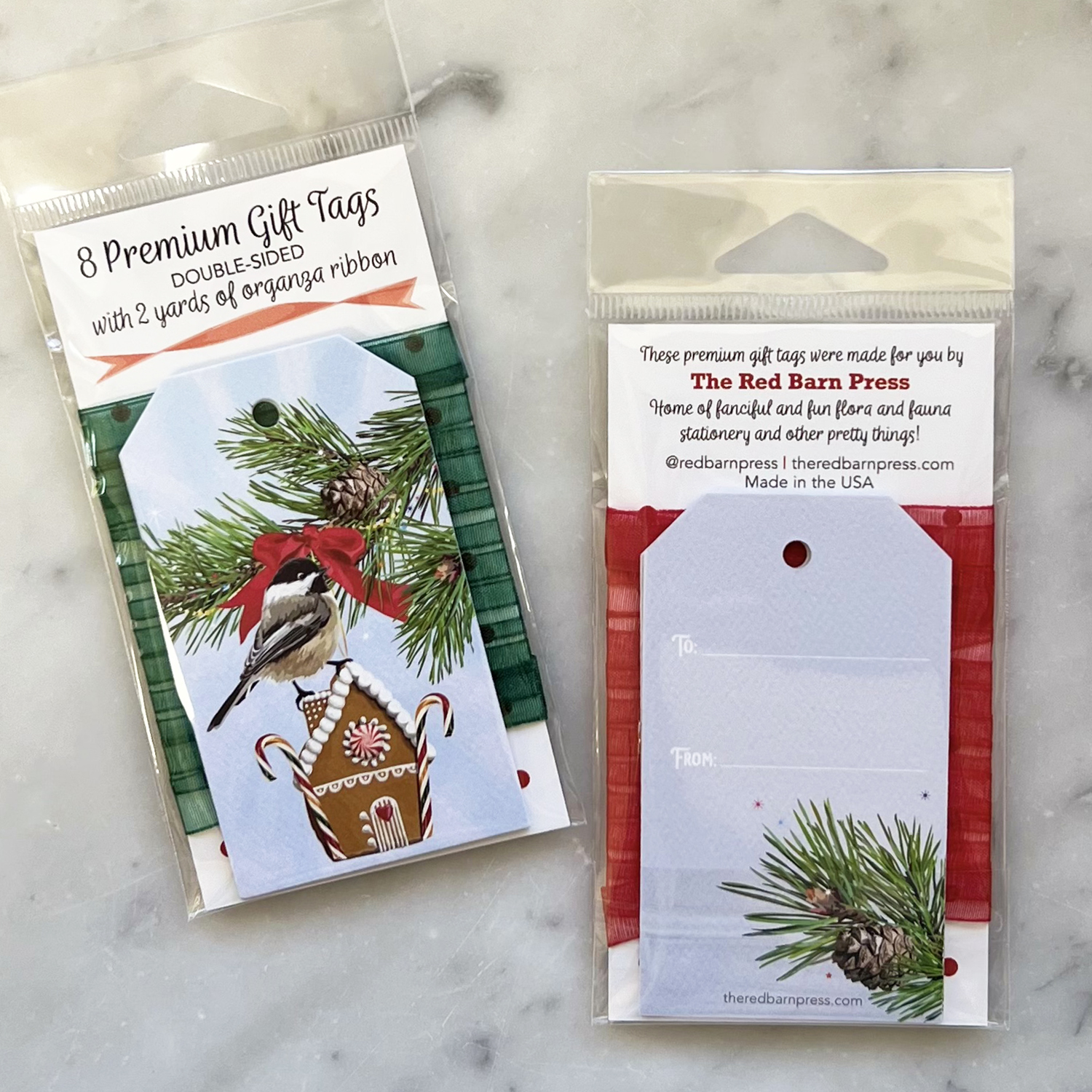 Package of 8 Christmas Gift Tags with Gingerbread House, Bird, and Cheer! - Image 2