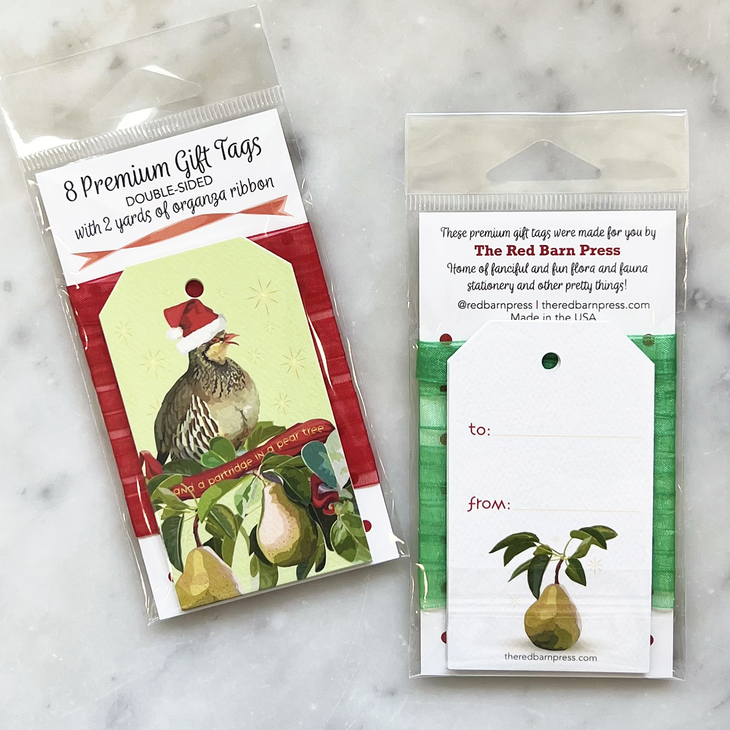 Package of 8 Christmas Gift Tags with a Partridge in a Pear Tree! - Image 2