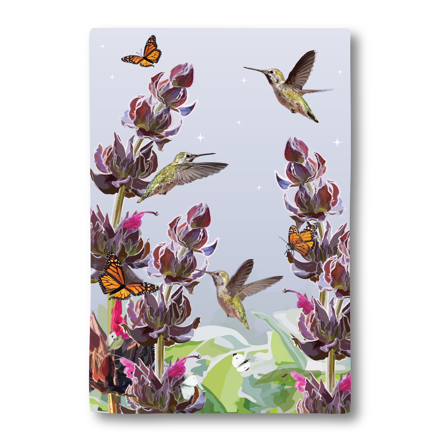 Tea Towel | Hummingbirds and Sage with Butterflies too!
