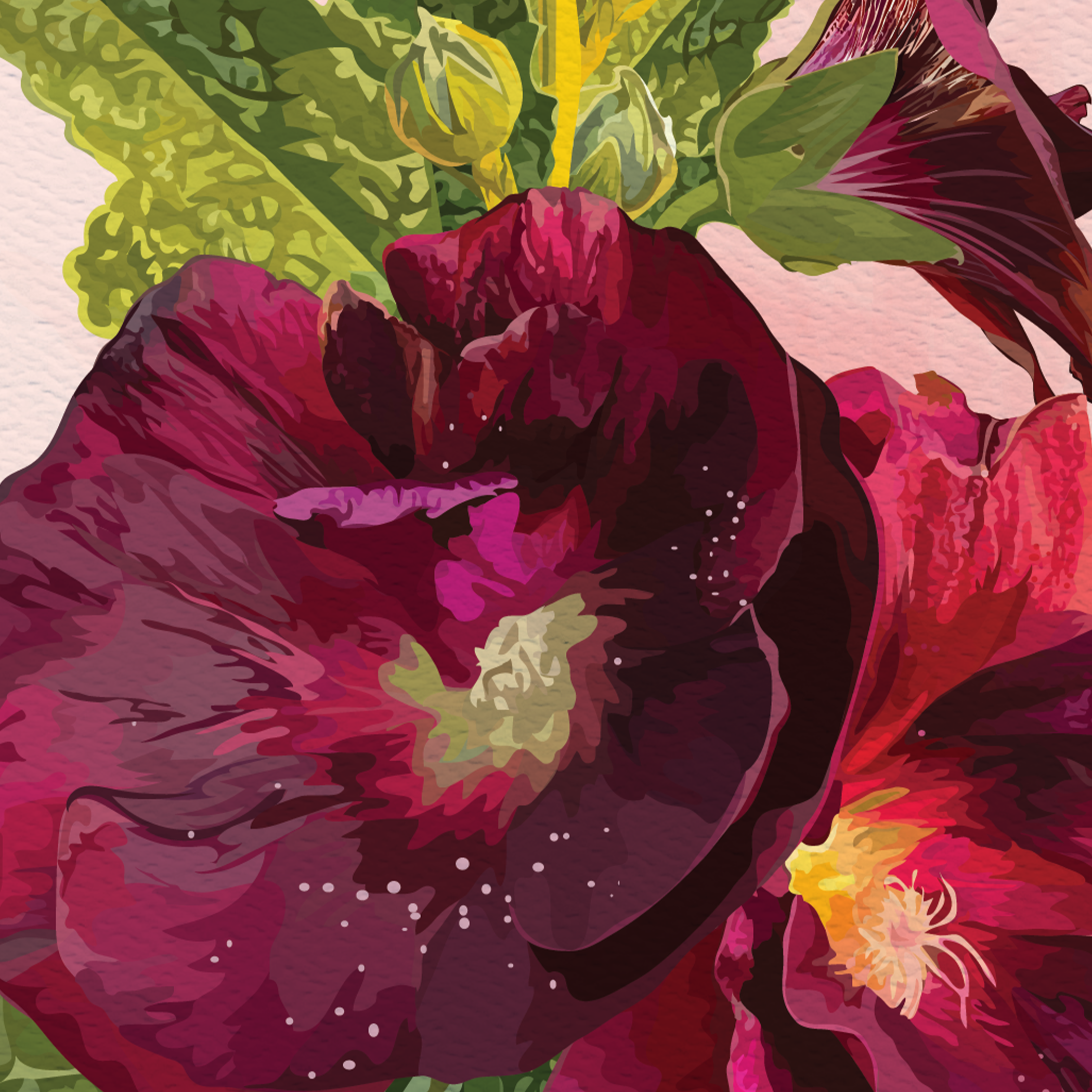 Purple Hollyhocks on Pink - Image 4