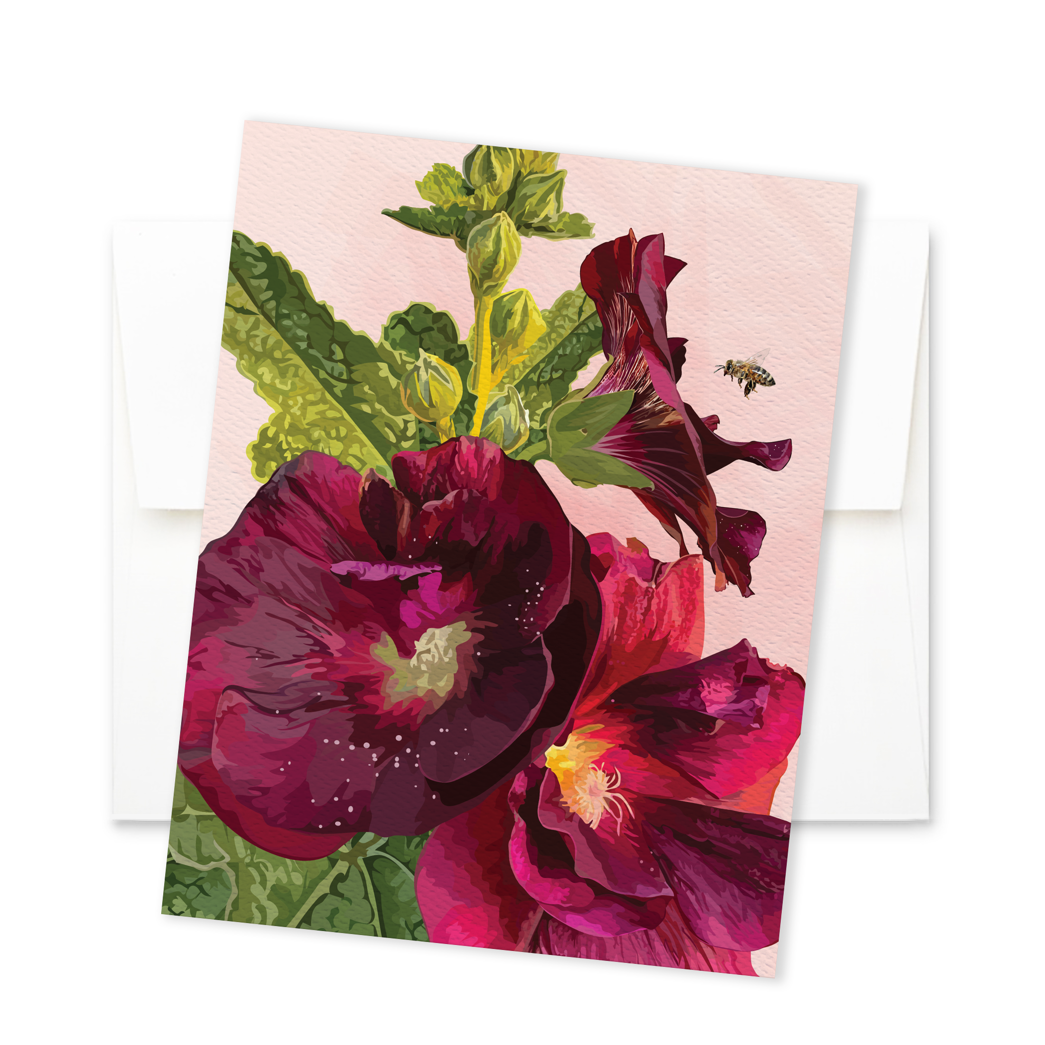 Purple Hollyhocks on Pink - Image 2