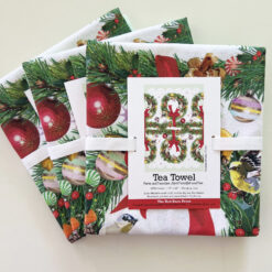 Tea Towel | Festive Christmas Wreaths with Birds! - Image 4