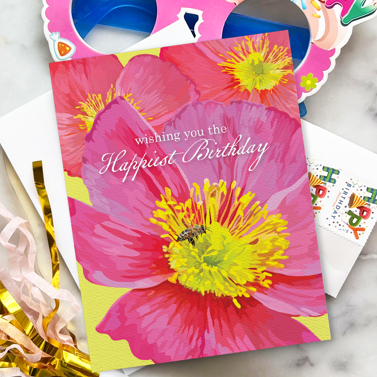 Pink Poppy Birthday Card - Image 3
